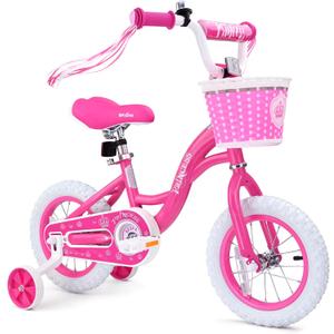 bicystar Princess Girls Bike 12-18 Inch with Training Wheels, Ages 3-8 Pink