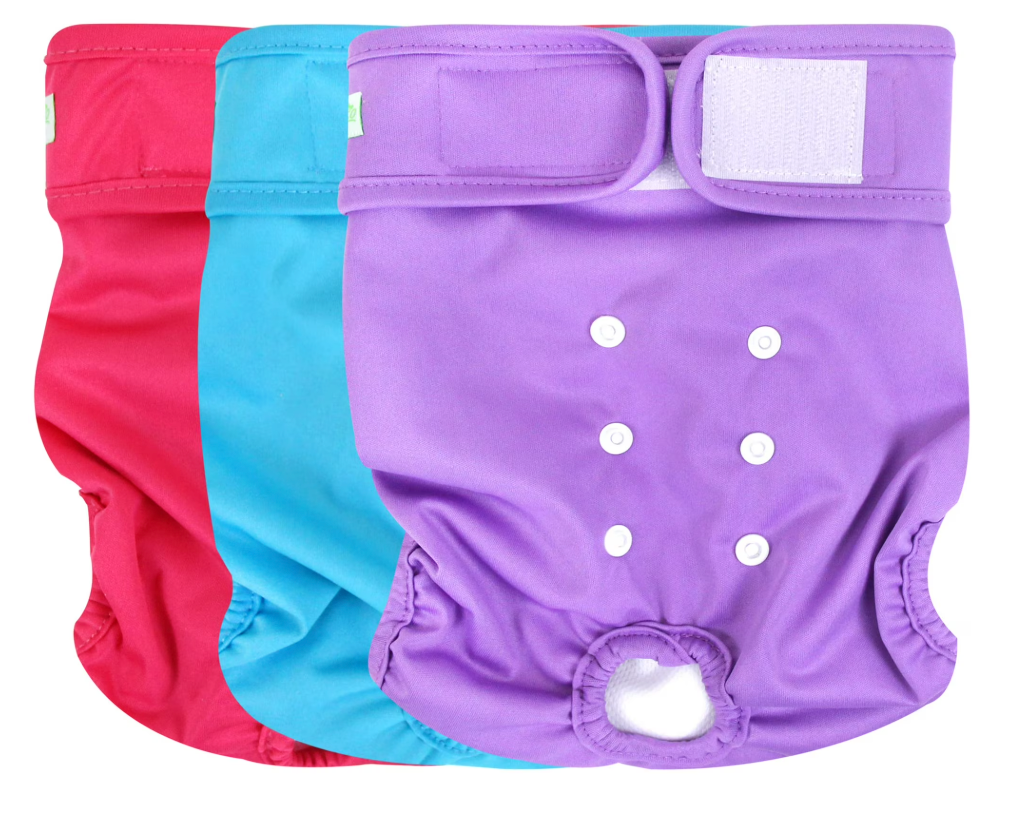 wegreeco Washable Reusable Premium Female Dog Diapers, Medium Large Small Dog Doggie Puppy & Doggy Diapers Female,Period Panties in Heat (Pack of 3, Medium)