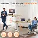 Huuger 63 x 28 Large Electric Standing Desk, Height Adjustable Computer Desk, 27.6" Deep Desktop, Stand up Gaming Office Table with 2 Hooks, 3 Preset Heights, for Home Office, Maple
