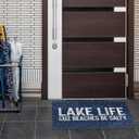 SPBL&L Lake Door Mat, Lake Life Cuz Beaches Be Salty Welcome Doormat for Front Door Porch Entryway Indoor Outdoor Outside, Blue and White Bath Mat, 17x30 Inch