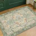 Sage Green Boho Bathroom Rugs - 2x3 Washable Non-Slip Soft Low Pile Area Rug for Entryway, Kitchen, and Decorative Door Mats - Vintage Farmhouse Design with Bird & Botanical Pattern Boho Décor