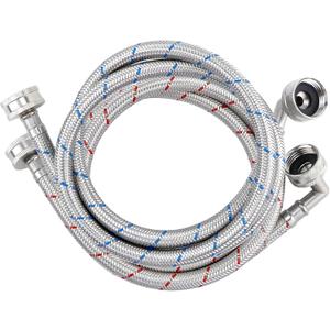 4ft Stainless Steel Washing Machine Hose with 90 Degree Elbows 2 Packs Braided Premium Washer Hoses Supply Lines-Washer Hoses 4ft Hot and Cold Striped Water Connection-by MIFLUS