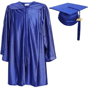 Newrara Unisex Shiny Kindergarten Graduation Gown Cap with Tassel (Blue)
