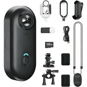 JETO 4K Mini Body Camera 128GB, Wearable Magnetic Clip-On Camera, 150 Wide Angle POV, WiFi App Live View, Waterproof Case, Helmet/Bike Mount, Action Camera for Travel Cycling Motorcycle Vlog