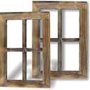Wooden Rustic Mount Brown Window Frames Vintage Western Country Farmhouse Wall Art Decor - Set of 2 | Home Decor | Great for Living Room, Bathroom, and Bedroom