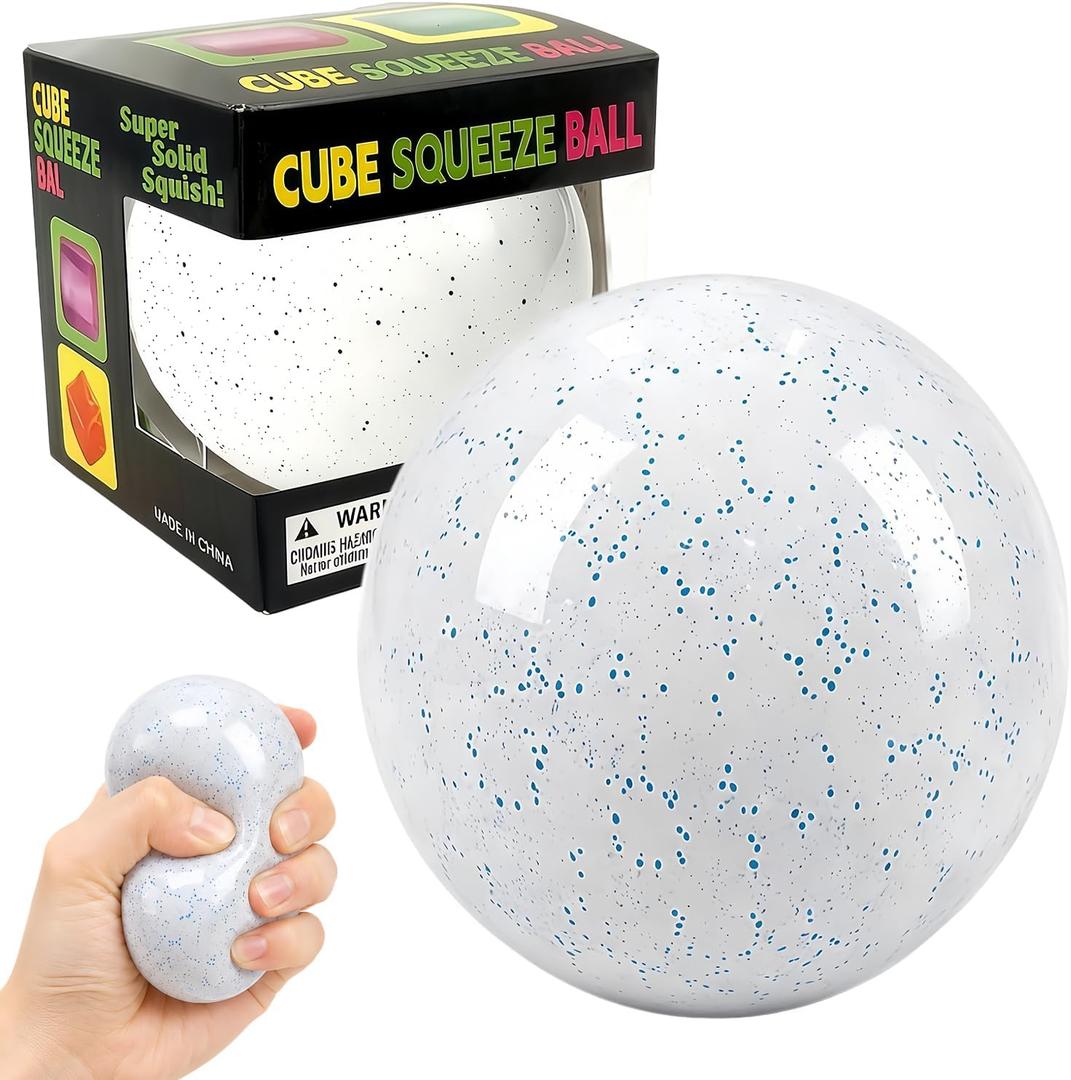 Snowball Stress Ball,Stretchy Fidget Toys for Anxiety Relief Squishy Toys,Realistic Snowball Squeeze Toy for Adults Stress Relief (Snowball 01) (White)