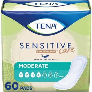 TENA Sensitive Care Extra Coverage Moderate Long Incontinence Bladder Control Pad, 60 count