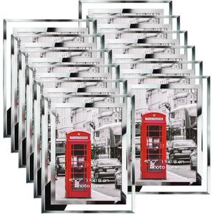 Schliersee 5x7 Picture Frames Set of 12, Multi Glass Photo Frame Bulk for Desktop Display, Silver