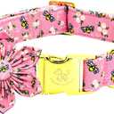Elegant little tail Dog Collar, Spring Dog Collar with Flower Cute Bees Print Cotton Soft Female Male Pet Collar Flower Dog Collar Puppy Adjustable Dog Collar for Large Dogs