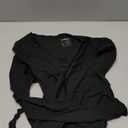 LASLULU Womens Tie Front Wrap Tops Long Sleeve Bolero Shrugs Crop Cardigan Yoga Ballet Cover up Tops Pilates Outfits (Large, Black)