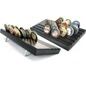 Aomcisi 6 Rows Coin Holder, Challenge Coin Display Stand Military Coin Holder Holds 36-40 Coins