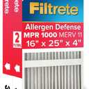 Filtrete 16x25x4 Air Filter MERV 11, MPR 1000 Micro Allergen Defense 2-Pack, Fits Lennox & Honeywell, AC Furnace HVAC Filters for Home, Pleated Electrostatic (Actual Size 15.88x24.56x4.31 in)