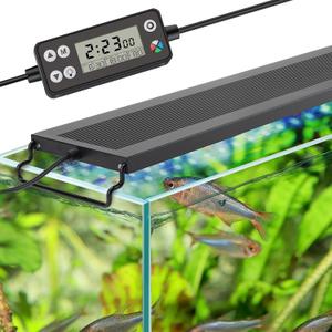 hygger Auto On Off LED Aquarium Light, Full Spectrum Fish Tank Light with LCD Monitor, 24/7 Lighting Cycle, 7 Colors, Adjustable Timer, IP68 Waterproof, 3 Modes for 18"24" Freshwater Planted Tank
