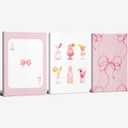 CCMXMKO Trendy Pink Bows Wall Art Preppy Cocktail Pictures Canvas Print Coquette Room Decor Aesthetic Poster Set of 3 Girly Wall Art College Apartment Wall Decor Framed12x16inch