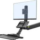 NB North Bayou Sit Stand Workstation Wall Mount Height Adjustable Sit-Stand Converter for 19''-27'' Screens with Keyboard Tray, VESA 75/100, Load Capacity from 4.4-19.8lbs MB32