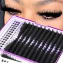 TNFVLONEINS Mink Lash Clusters with Bottom Lashes Spikes Eyelash Clusters D-Curly Cluster Eyelash Extensions Bottom Lash Extension Matched Length 12-22MM Individual Lashes Wispy Thick Lashes Clusters