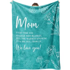 GiltGlimmer Gifts for Mom Mothers Day, Mom Birthday Gifts Blanket, Moms Gift for Women from Daughter Son, We Love You Present for Mother Mommy Christmas 60" x 50", Teal