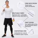 Men's Compression Shirts Long Sleeve Quick Dry Athletic Running T-Shirt Workout Sports Gym Base Layer Tops (White)