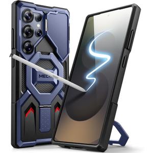 TONGATE for Samsung Galaxy S24 Ultra Case Compatible with MagSafe, [Ring Stand & Camera Cover Kickstand]Drop Shockproof Rugged Protection Phone Case for S24 Ultra with Screen Protector 6.8",Dark Blue