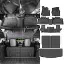 powoq Floor Mat Compatible with 2020-2025 Ford Explorer 6&7 Seats Cargo Liner Backrest Mat Replacement for 2020 2021-2023 2024 2025 Ford Explorer Accessories(Rear Trunk Mat+ Backrest Mat+Floor mat)