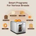 Mecity 2 Slice Toaster Touch Screen 1.5" Wide Slot, Stainless Steel Smart Bread Toaster for Bagel Muffin Waffle Gluten Free Breads, Timer, Defrost, Reheat, 120V 825W