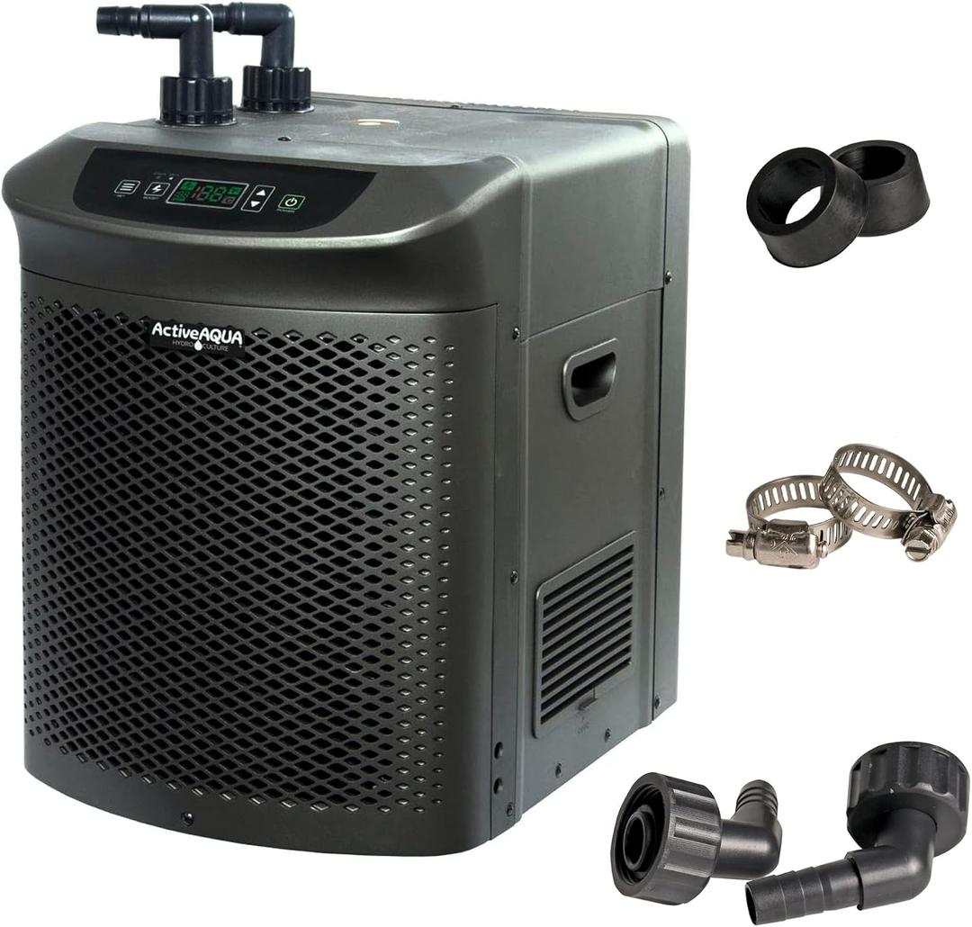Active Aqua 0.5 HP Water Chiller with Boost | Cold Plunge & Ice Bath Cooler | Rapid Digital Temp Control | Fresh & Salt Water, Hydroponics, Aquariums | 90172 Gal (0.5 HP)