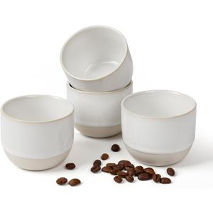 Ceramic Espresso Cups Set, Espresso Coffee Mugs, Special Glazed Demitasse Cups Expresso Coffee Cup for Espresso Machine (Pure White)