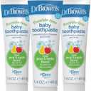 Dr. Brown's Fluoride-Free Baby Toothpaste, Infant and Toddler Oral Care, 1.4oz/40g, 0-3 Years, Apple Pear, 3-Pack