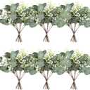 ZeKonan 40 Pcs Artificial Greenery Eucalyptus Stem Silver Dollar Leaves Baby Eucalyptus Leaves Suitable for Family Wedding Vase Centerpieces Bouquet Flower Arrangement