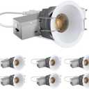 Adetu 2 Inch 5CCT White LED Recessed Ceiling Light with Junction Box, 2700K/3000K/4000K/5000K Selectable, CRI90, 8W COB, 780LM, Dimmable Canless IP65 Waterproof Downlight-ETL&FCC (White, 6 Pack)