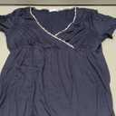Ekouaer Nursing Nightgown Delivery and Labor Gown for Hospital Short Sleeve Maternity Breastfeeding Dress, Blue, Small