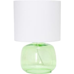 Simple Designs LT2064-GRW Glass Table Lamp with Fabric Shade, Green with White Shade