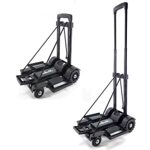 Folding Hand Truck Small Dolly,Foldable Utility cart with 4 Wheels & 2 Elastic Ropes,Foldable Dolly cart,Backpack Trolley,Luggage Platform Truck,Travel,Moving,Shopping,Small,Lightweight for Women
