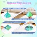 4PCS Fractal Hexagon 3D Printed Fidget Toys, Sensory Stress Relief, Holiday, Christmas & Birthday Gifts for Kids & Adults(with Stick4.7 inches-Bluegreen)