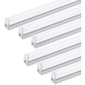 Barrina 6 Pack LED T5 Single Fixture, 4FT, 2200lm, 4000K Daylight Glow, 20W, Utility Shop Light, Ceiling and Under Cabinet Light, ETL Listed, Corded Electric with ON/Off Switch (4000k Cool White)
