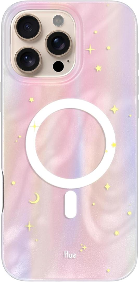 LONLI Hue - Magnetic Case for iPhone 16 Pro - [Compatible with Magsafe] - [360 Shock-Absorbent Bumper] - [Cute and Unique Phone Cover for Girls and Women] - Dreamy Night