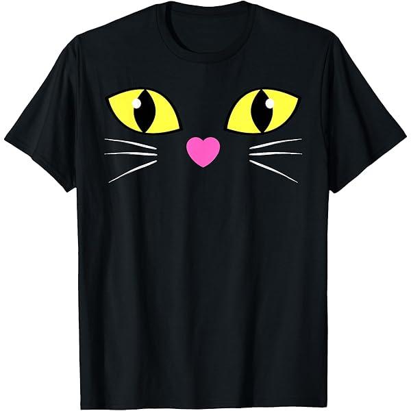 Black Cat Face Shirt | Kids Easy Black Cat Halloween Costume TShirt S