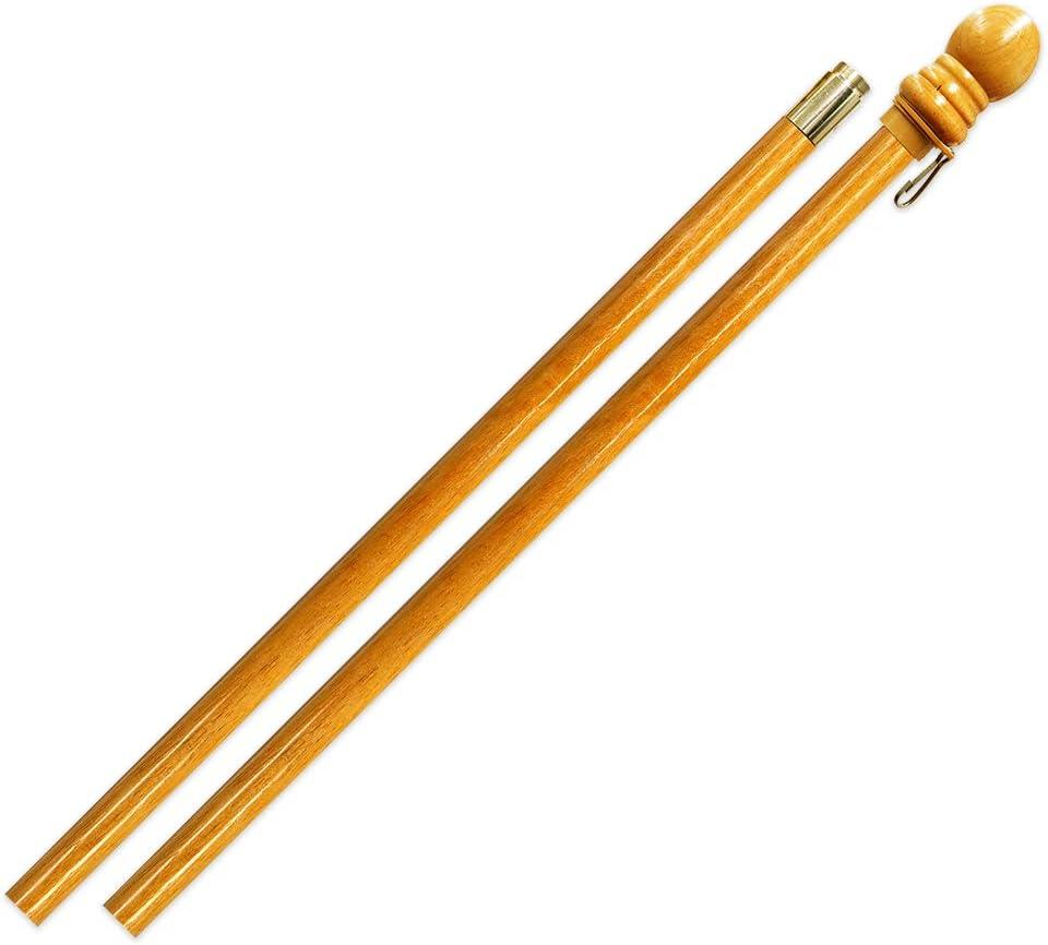Two Pieces Knockdown Wood With Ring Holder - Everyday Gloss Coated Decorative Flag Accessories 2" x 60"