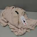 ZESICA Women's Casual Long Sleeve Crew Neck High Waist Smocked Flowy Tiered Midi Dress (Large, Beige)