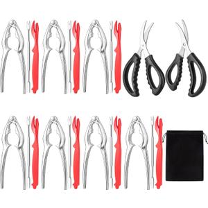 Seafood Cracker Tool Set With Lobster Sheller Stainless Steel Crab Crackers Crab Leg Fork Seafood Scissors And Storage Bag, Crab Leg Pick Utensils Set Crab Eating Tools (24Pcs)