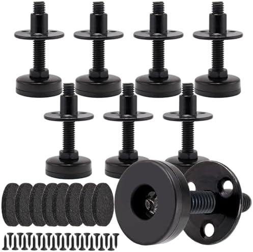 Furniture Leveling Feet Heavy Duty, Adjustable Furniture Feet Levelers Screw on Heavy Duty Desk/Chair/Cabinet/Dresser/Bench Leg Leveler, Round T-Nut Kit 3/8”-16 Thread (8 Pack, Black)
