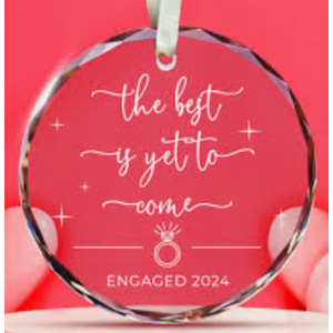 BSQUIELE Engagement Gifts for Couples 2024 - The Best is Yet to Come Glass Ornament - Gifts for Newly Engaged Couple, Fiance, Bride - First Christmas Engaged Gift for Bride, Groom, Him, Her, Women (1-fba)