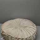 Intelligent Design Loretta Chenille Round Floor Pillow Meditation Cushion, Soft Color & Natural Luster Button Tufted with Elegant Pleated Details, Dia 22"x6"H, Ivory