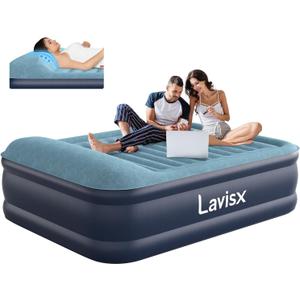 Queen Air Mattress 20 Top Pillow with Built in Pump, 2 Mins High Speed Inflation Luxury Auto Stop Pump Blow Up Mattress Comfort Air Bed, Colchones Inflables