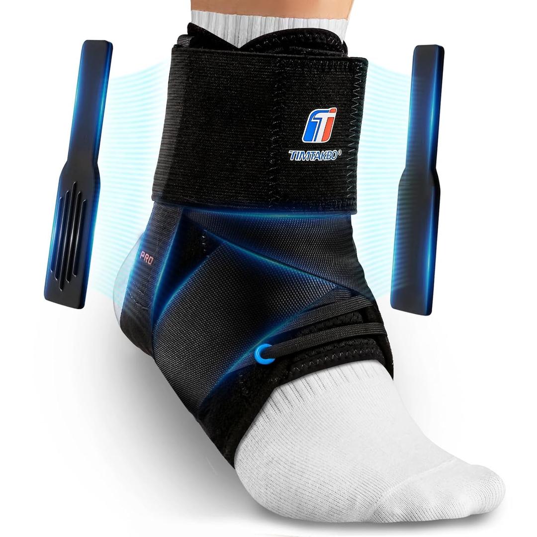 Quick Lace Up Ankle Brace for Women Men with Removable Side Splints, Ankle Support for Sprained Ankle, Injury Recovery, Ankle Stabilizer Brace for Sports,Basketball,Volleyball,Soccer,Tennis,XL (Black-pro)