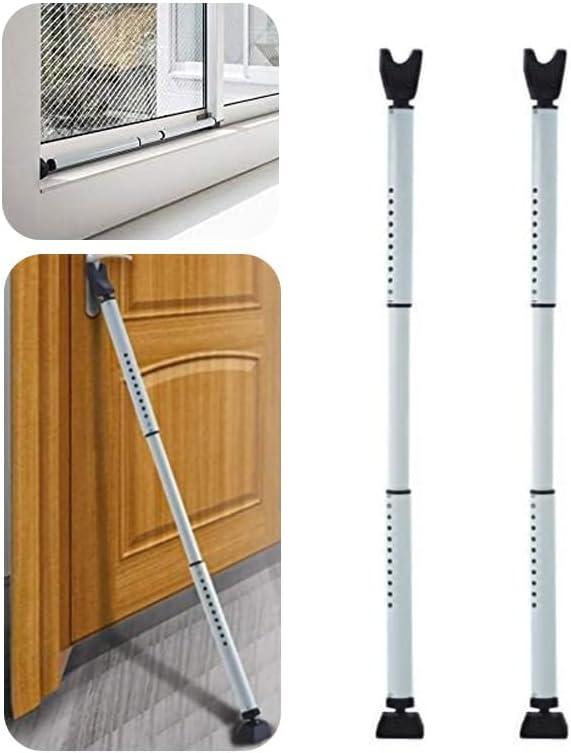 2 Pack 2-in-1 Door Security Bar & Sliding Patio 28 Door Stopper Security Jammer Bar Child Proof Adjustable Constructed of High Grade Iron Window Doors Security Bars, White
