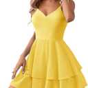 Women's Sexy Backless Halter Dress, Featuring Adjustable Bows V-Neck Mini Dres for Party,Homecoming Dresses, Small