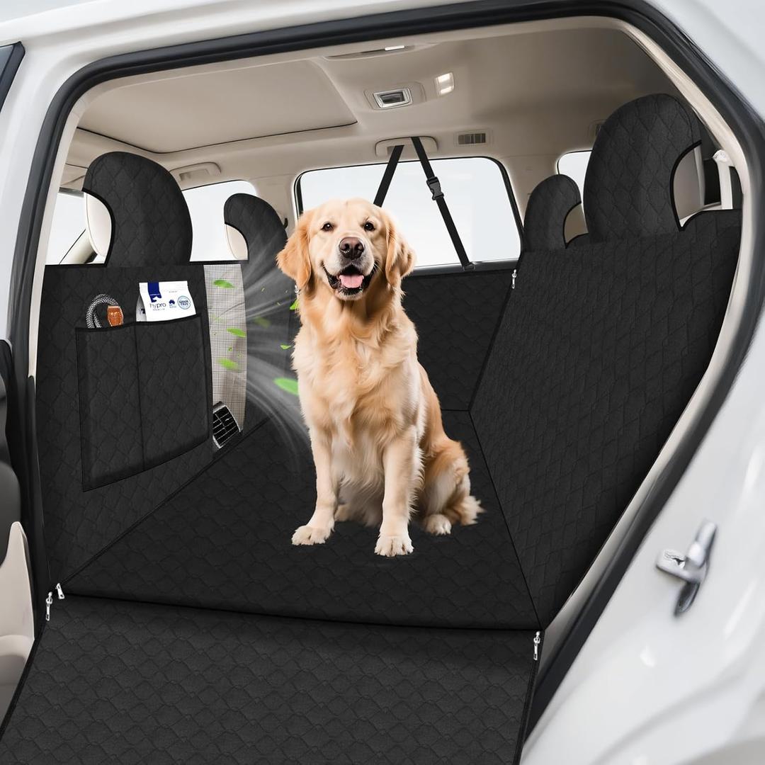 Dog Car Seat Cover for 2019-2024 Suba-ru Forester Accessories, Back Seat Pet Cover for Dogs Waterproof Pet Backseat Extender Anti-Slip Rear Seat Protector with Mesh Window Storage Pocket Black