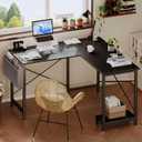 DUMOS L Shaped Desk Computer Gaming Corner Table 50 Inch Home Office Writing Student Work PC Workstation with Side Storage Bag CPU Stand for Bedroom Small Spaces