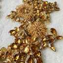Handmade Shining Rhinestones lace Applique Patches Sewing Beads Sequins Stone Trim Accessories for Wedding Dress 1 Pair/Bag 11X4.3inches (Champagne)